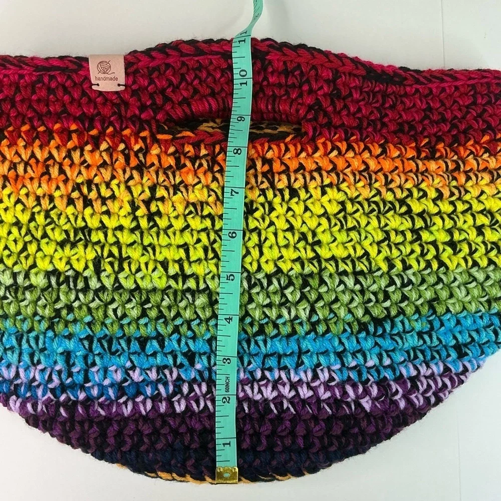 Handcrafted Multicolor Crochet Scrap Woven Tote Bag Basket Storage Handmade Knit